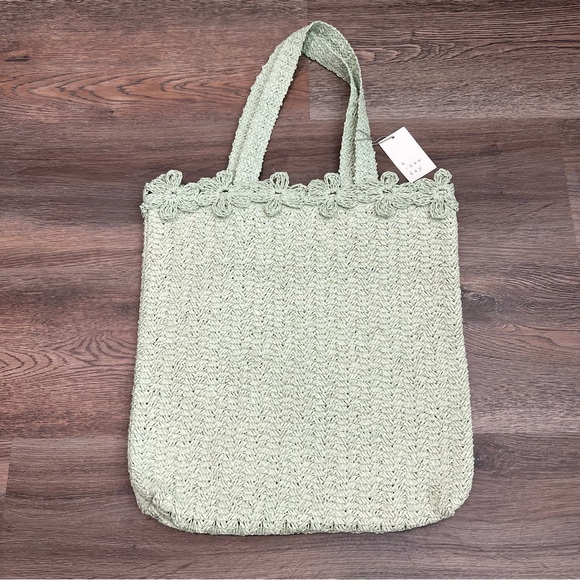 Straw Large Floral Print Tote Handbag - a New Day : Woven Paper Straw - Picture 2 of 4